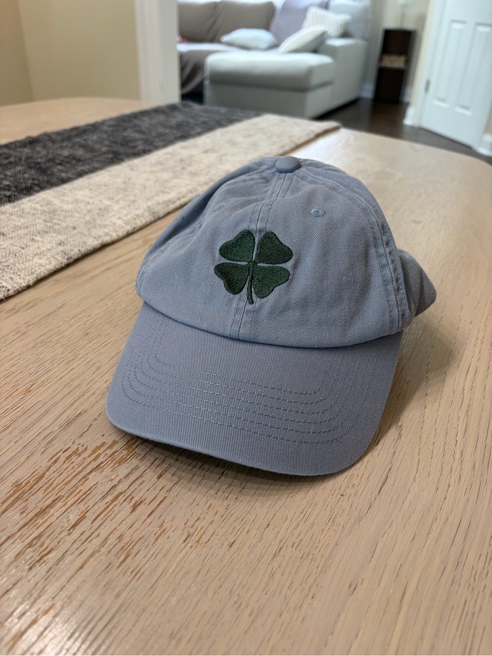 Lucky Brand Light Gray Baseball Cap with Green Clover